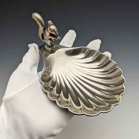 英國復古鍍銀松鼠裝飾貝殼堅果盤